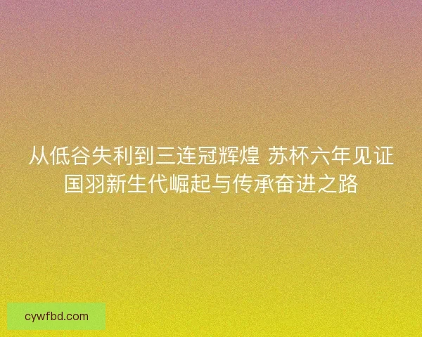 从低谷失利到三连冠辉煌 苏杯六年见证国羽新生代崛起与传承奋进之路